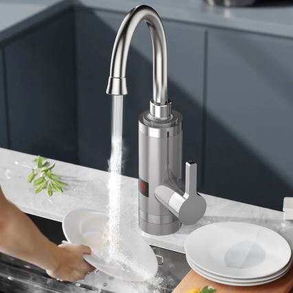 Calentador de agua instantáneo con pantalla LED 3000W/230V IPX4 acero inoxidable