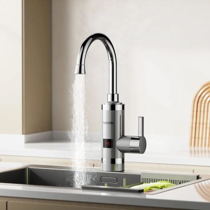 Calentador de agua instantáneo con pantalla LED 3000W/230V IPX4 acero inoxidable