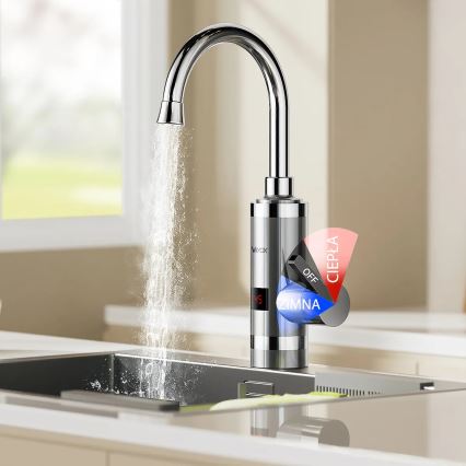 Calentador de agua instantáneo con pantalla LED 3000W/230V IPX4 acero inoxidable