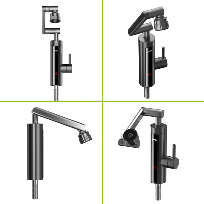 Calentador de agua instantáneo con pantalla LED 3000W/230V IPX4 antracita