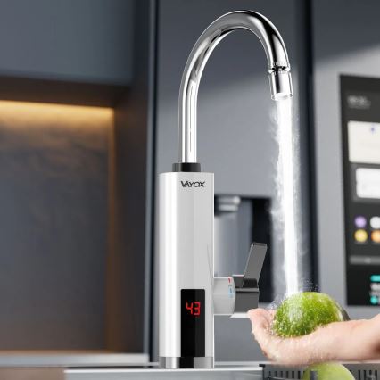 Calentador de agua instantáneo con pantalla LED 3000W/230V IPX4 blanco