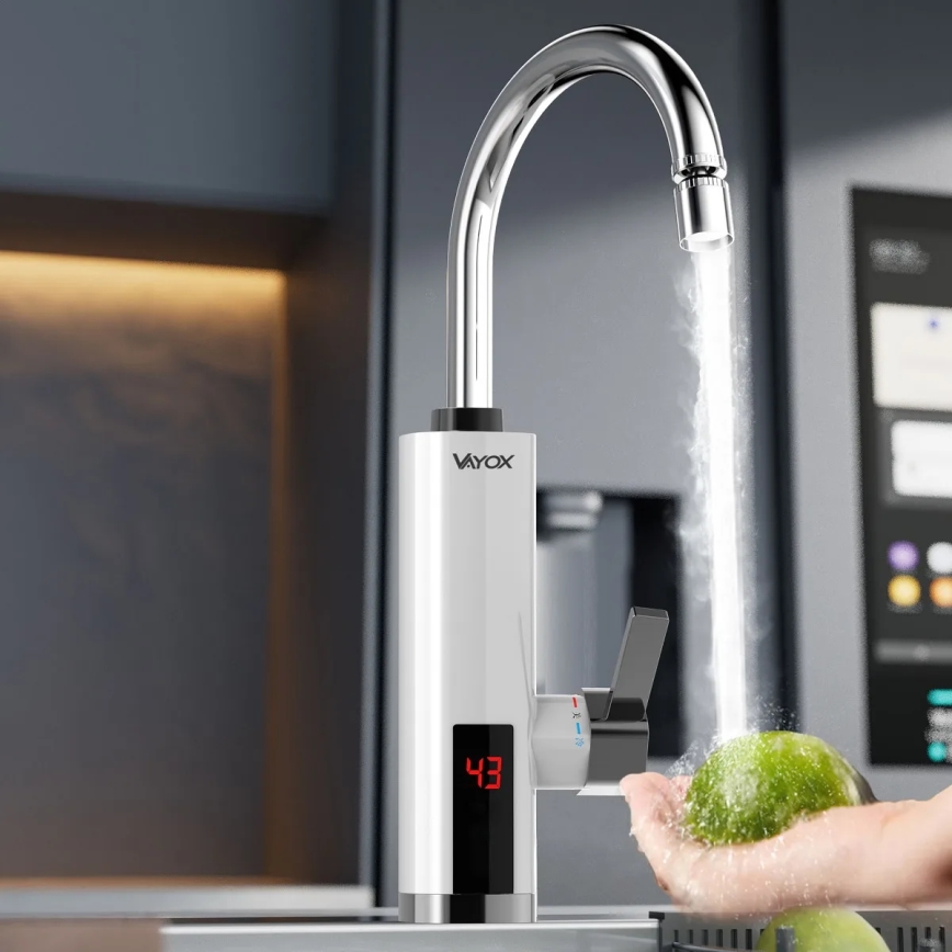 Calentador de agua instantáneo con pantalla LED 3000W/230V IPX4 blanco