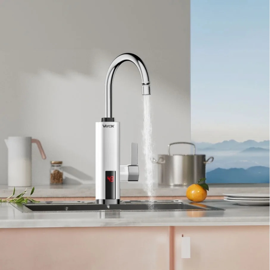 Calentador de agua instantáneo con pantalla LED 3000W/230V IPX4 blanco