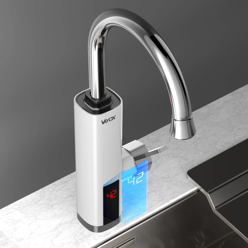 Calentador de agua instantáneo con pantalla LED 3000W/230V IPX4 blanco