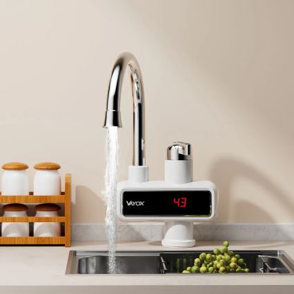 Calentador de agua instantáneo con pantalla LED 3000W/230V IPX4 blanco