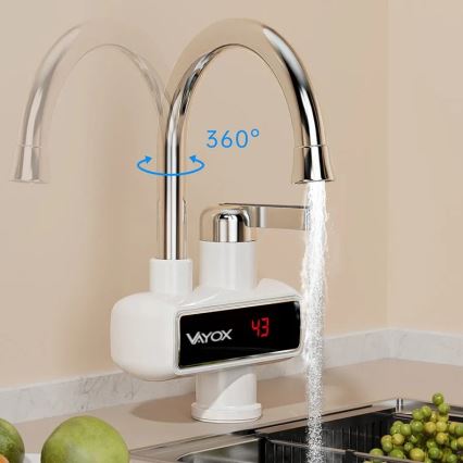 Calentador de agua instantáneo con pantalla LED 3000W/230V IPX4 blanco