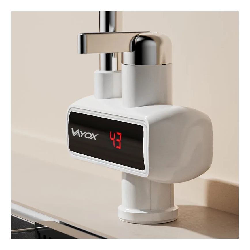Calentador de agua instantáneo con pantalla LED 3000W/230V IPX4 blanco