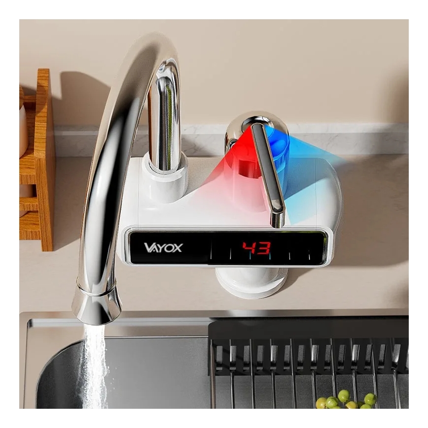 Calentador de agua instantáneo con pantalla LED 3000W/230V IPX4 blanco
