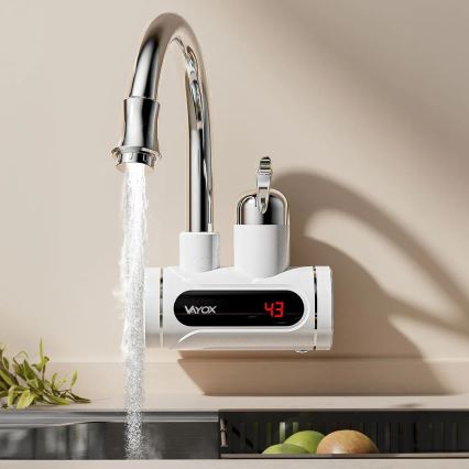 Calentador de agua instantáneo con pantalla LED 3000W/230V IPX4 blanco