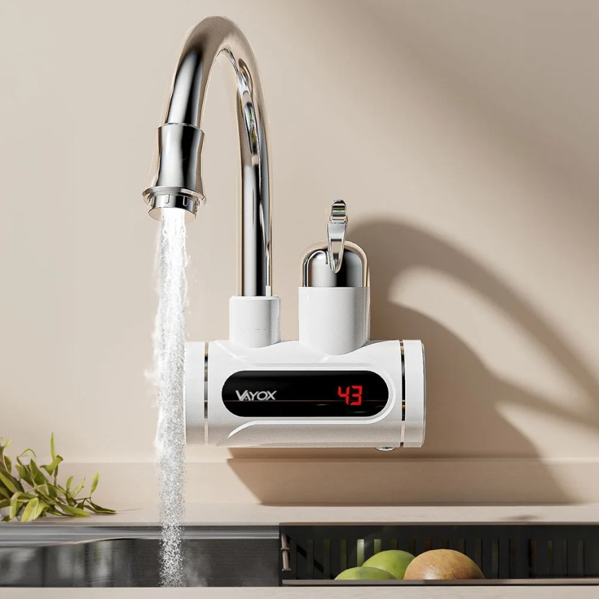 Calentador de agua instantáneo con pantalla LED 3000W/230V IPX4 blanco
