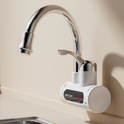 Calentador de agua instantáneo con pantalla LED 3000W/230V IPX4 blanco