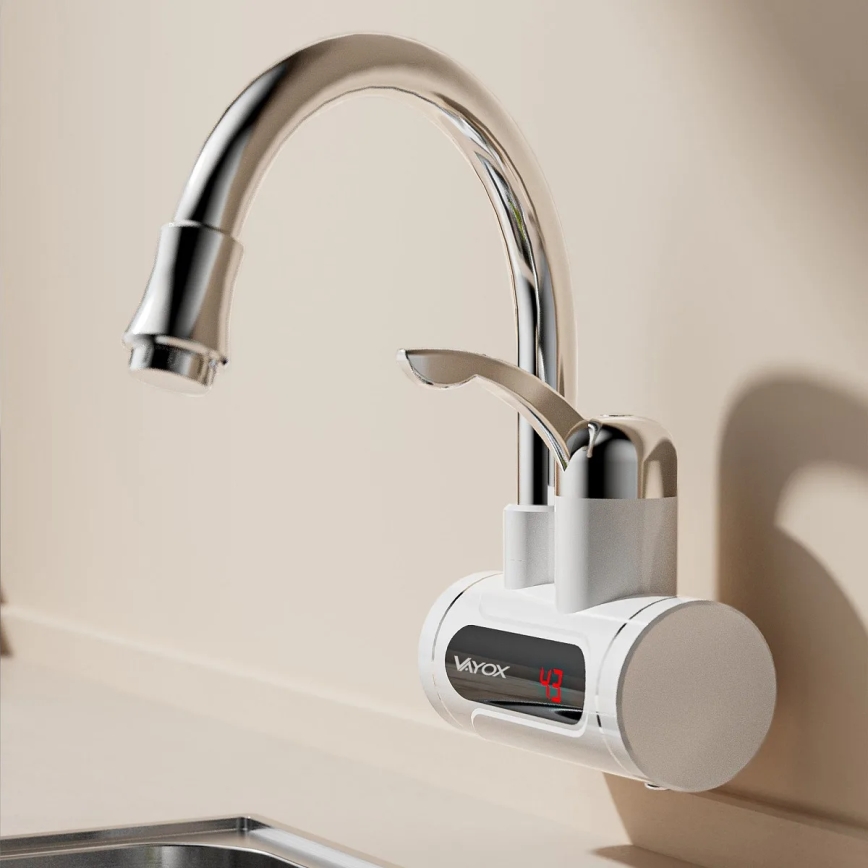 Calentador de agua instantáneo con pantalla LED 3000W/230V IPX4 blanco
