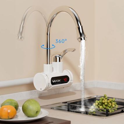 Calentador de agua instantáneo con pantalla LED 3000W/230V IPX4 blanco