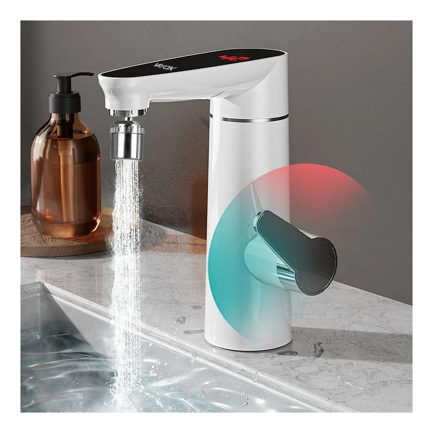 Calentador de agua instantáneo con pantalla LED 3000W/230V IPX4 blanco