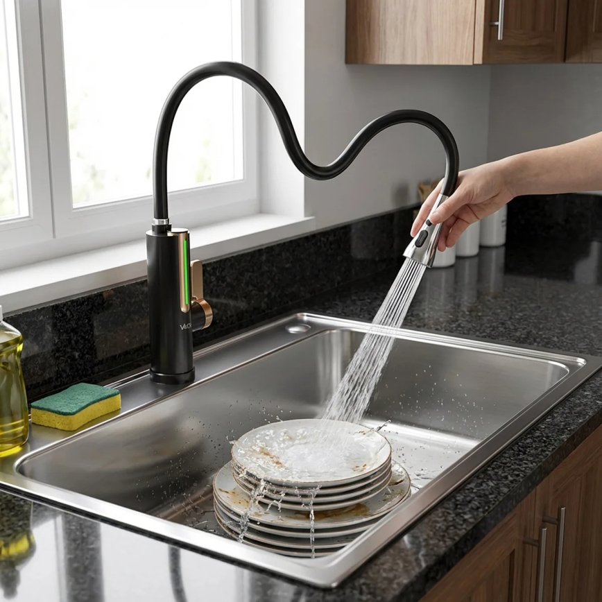 Calentador de agua instantáneo con pantalla LED 3000W/230V IPX4 negro