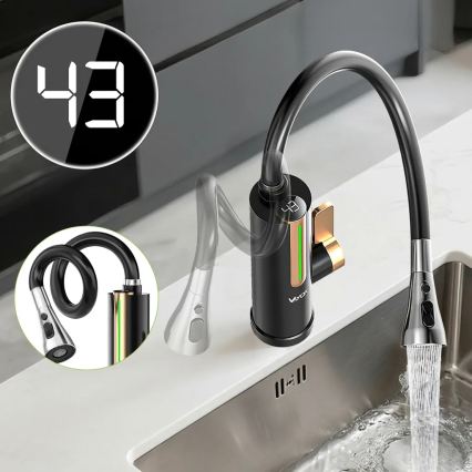 Calentador de agua instantáneo con pantalla LED 3000W/230V IPX4 negro