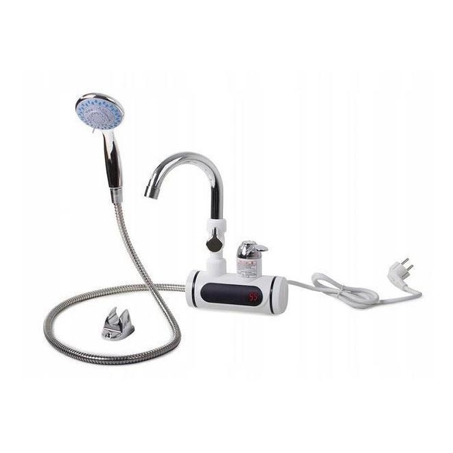 Calentador de agua instantáneo con rociador y pantalla LCD 3000W/230V IPX4 blanco