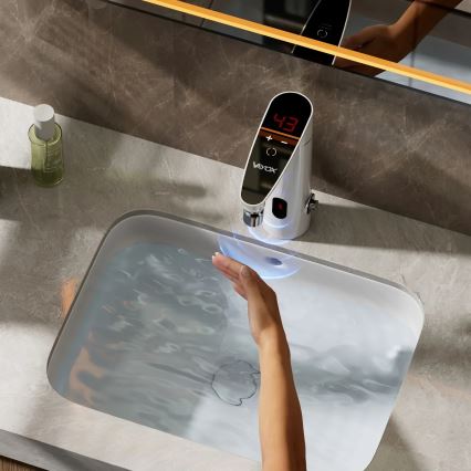 Calentador de agua instantáneo táctil con sensor y LED mostrar 3000W/230V IPX4 blanco