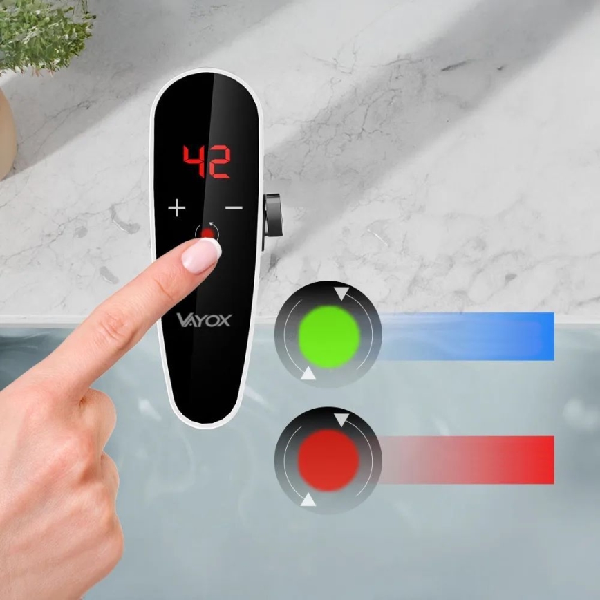 Calentador de agua instantáneo táctil con sensor y LED mostrar 3000W/230V IPX4 blanco