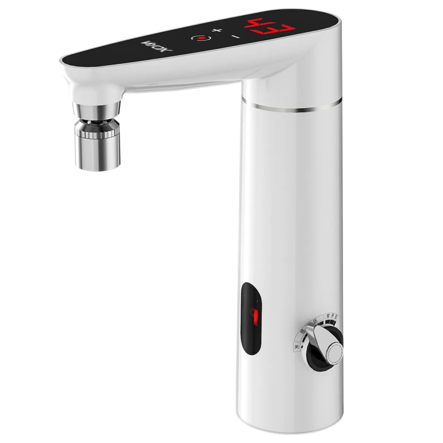Calentador de agua instantáneo táctil con sensor y LED mostrar 3000W/230V IPX4 blanco
