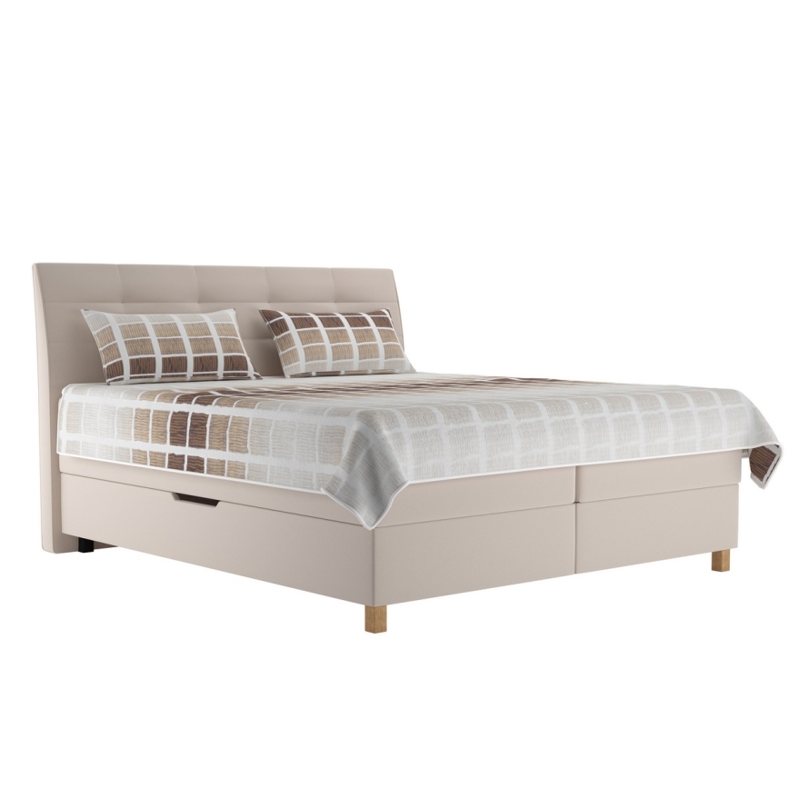 Cama boxspring con colchón BEA 160x200 cm beige