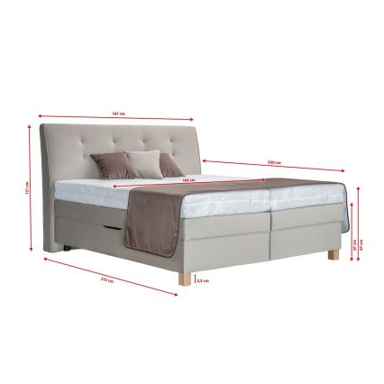 Cama boxspring con colchón BEA 160x200 cm beige