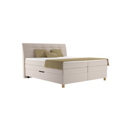 Cama boxspring con colchón BEA 180 x 200 cm beige