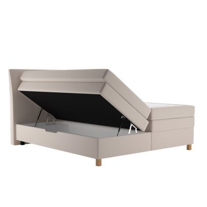 Cama boxspring con colchón BEA 180 x 200 cm beige