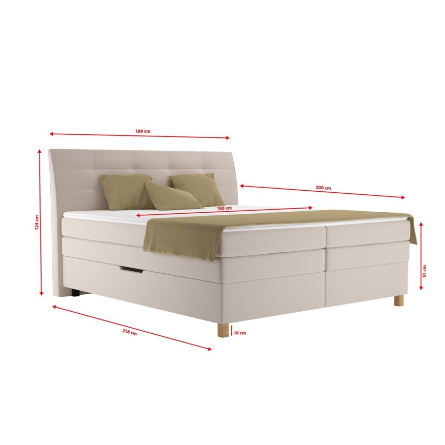 Cama boxspring con colchón BEA 180 x 200 cm beige
