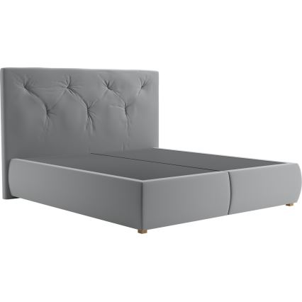 Cama boxspring con colchón y sobrecolchón ELEN 180x200 cm gris