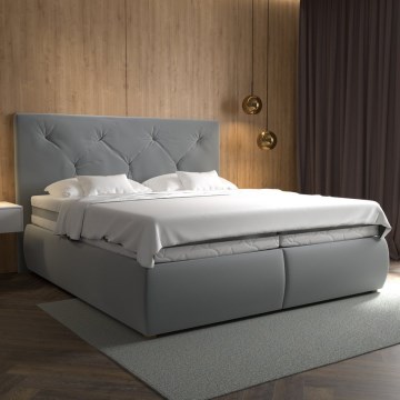 Cama boxspring con colchón y topper ELEN 160x200 cm, gris