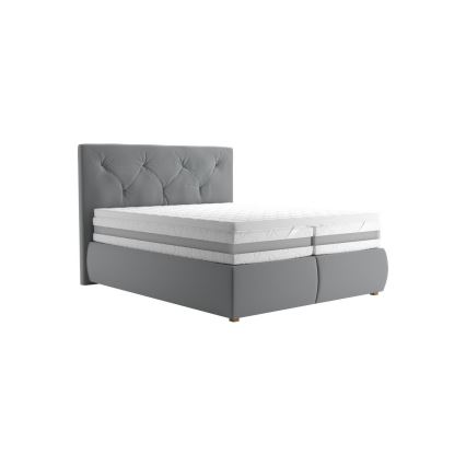 Cama boxspring con colchón y topper ELEN 160x200 cm, gris