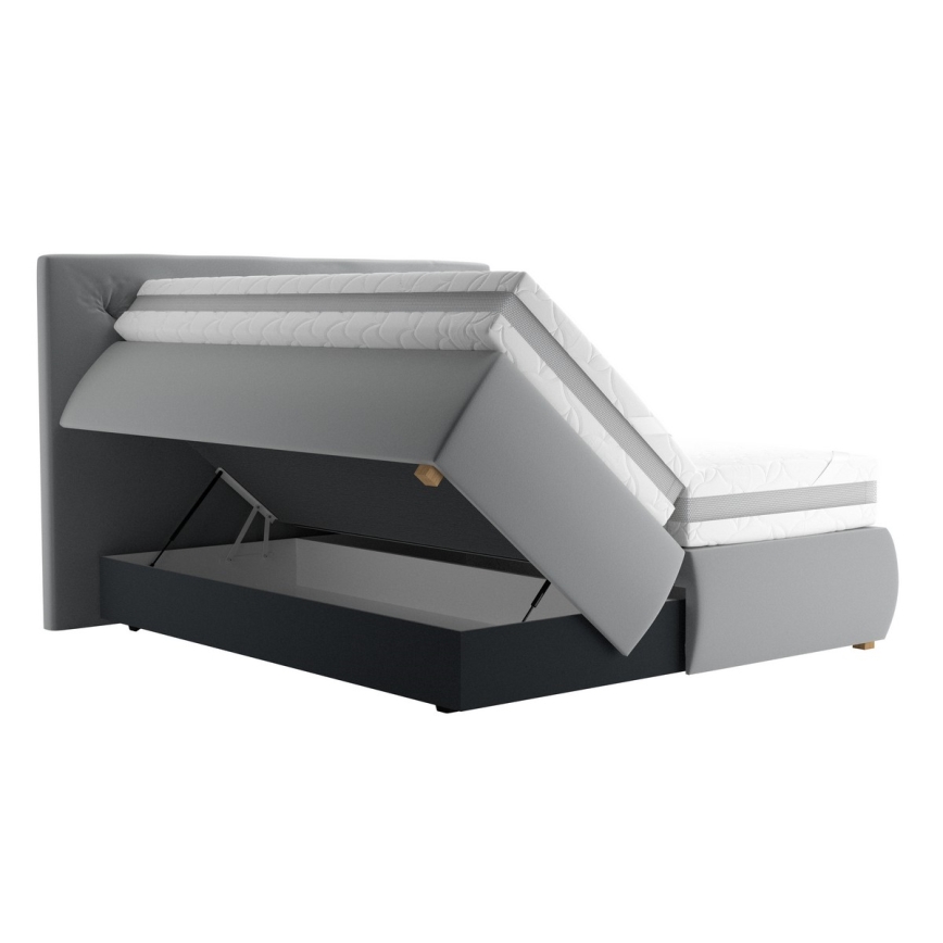 Cama boxspring con colchón y topper ELEN 160x200 cm, gris