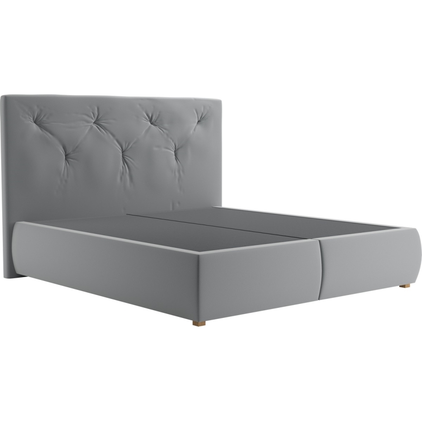 Cama boxspring con colchón y topper ELEN 160x200 cm, gris