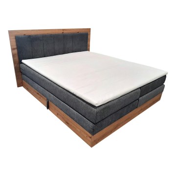 Cama boxspring con colchones, topper y espacio de almacenamiento JASMINE 180x200 cm gris