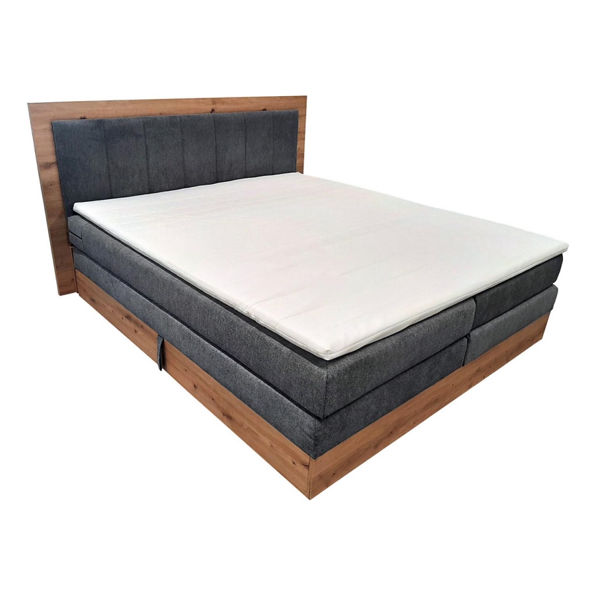 Cama boxspring con colchones, topper y espacio de almacenamiento JASMINE 180x200 cm gris