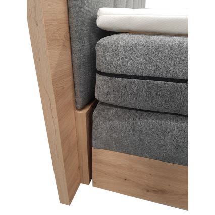 Cama boxspring con colchones, topper y espacio de almacenamiento JASMINE 180x200 cm gris