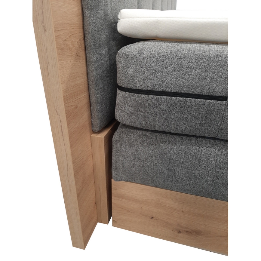 Cama boxspring con colchones, topper y espacio de almacenamiento JASMINE 180x200 cm gris