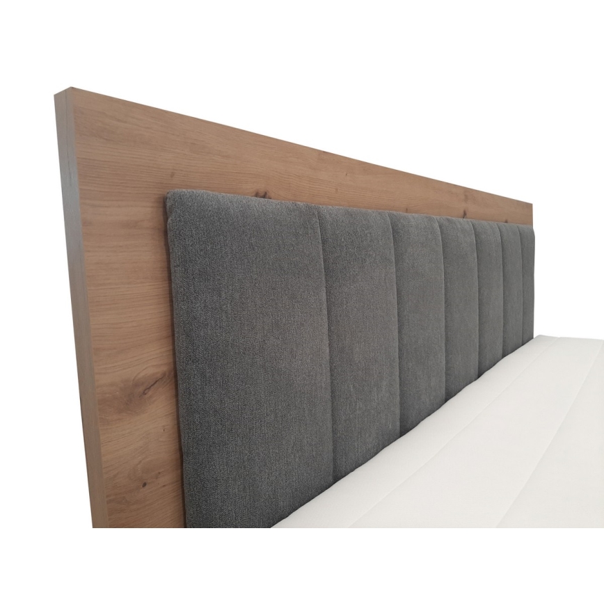 Cama boxspring con colchones, topper y espacio de almacenamiento JASMINE 180x200 cm gris