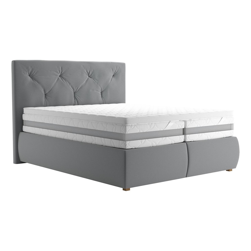 Cama con somier, colchón y topper ELEN 160x200 cm gris