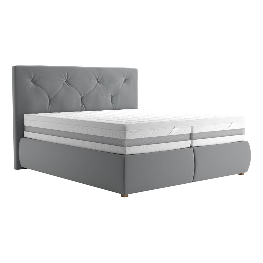 Cama con somier, colchón y topper ELEN 180x200 cm gris