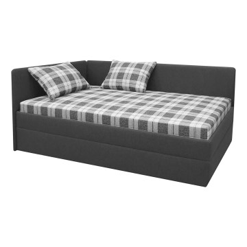 Cama de día tapizada con cabecero universal izquierda/derecha ARLY 110x200 cm antracita/blanco