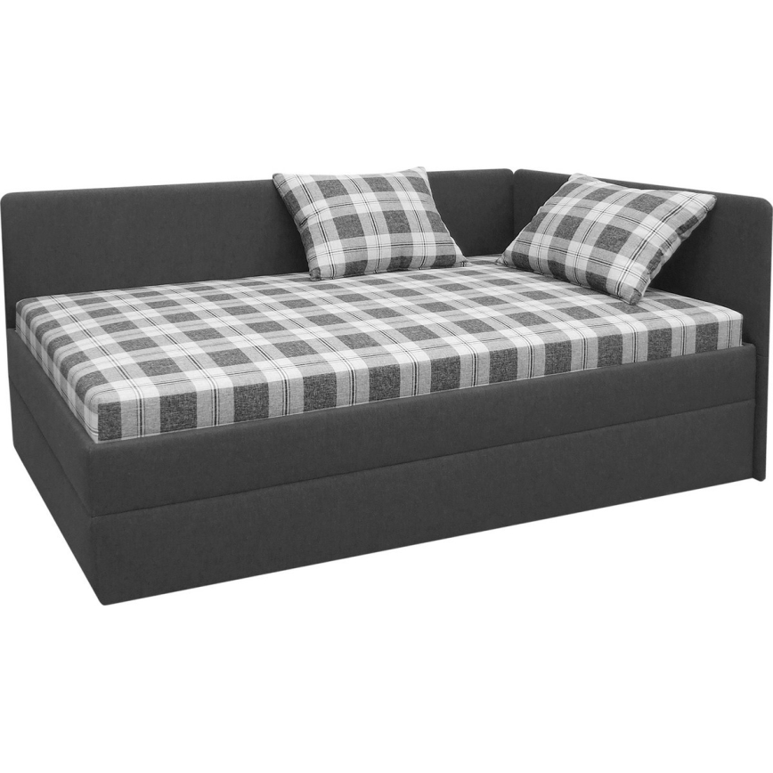 Cama de día tapizada con cabecero universal izquierda/derecha ARLY 110x200 cm antracita/blanco