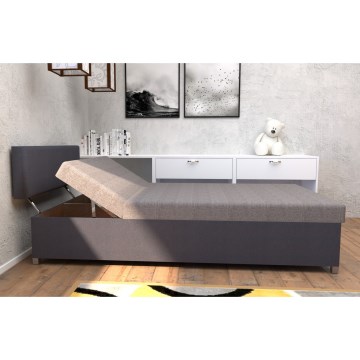 Cama diván tapizada DALLAS 108x205 cm, con ajuste de posición y espacio de almacenamiento, gris/antracita