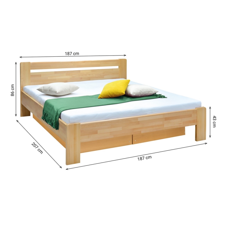 Cama doble con espacio de almacenamiento AMARA 180x200 cm haya