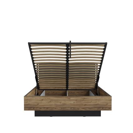 Cama doble con espacio de almacenamiento OREN 160x200 cm marrón/negro