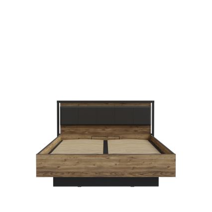 Cama doble con espacio de almacenamiento OREN 160x200 cm marrón/negro