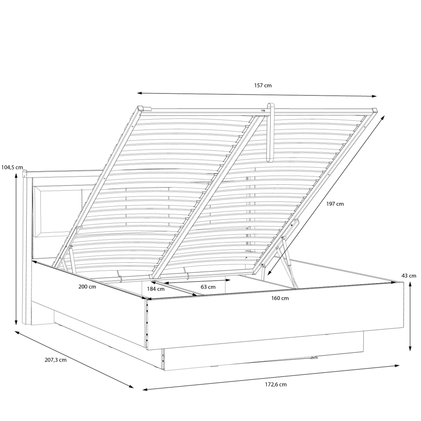Cama doble con espacio de almacenamiento OREN 160x200 cm marrón/negro