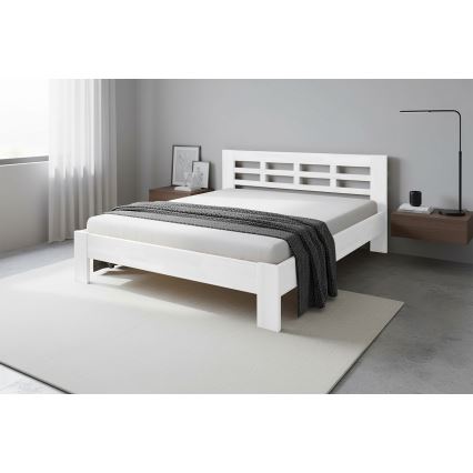 Cama doble de madera maciza ANGELA 180x200 cm blanca