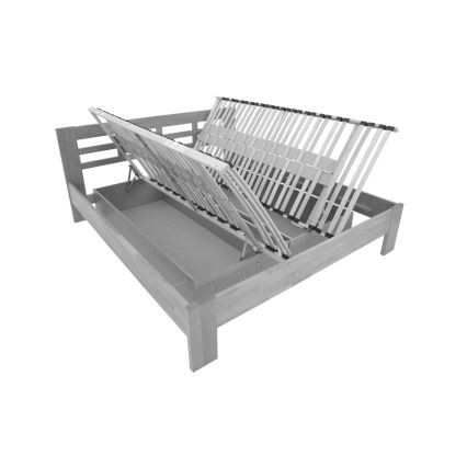 Cama doble de madera maciza con espacio de almacenamiento ANGELA 180x200 cm blanca